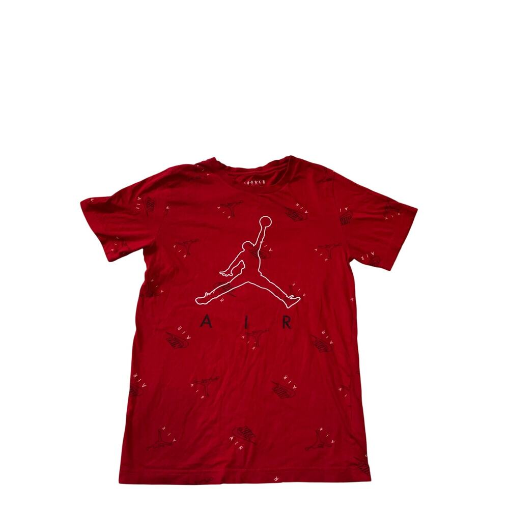 Nike Air Jordan Red Black Short Sleeve Shirt Size XL (13-15)